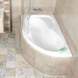  150x100 cm Fortuna Plus baignoire asymétrique en acrylique, gauche, sans pieds, blanc (FO1500LPLUS)