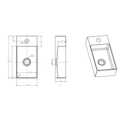 Lave-mains inox 304 gun métal brossé PVD 36,5 x 18 cm SAT Aurum (SATAUR3618BGM)
