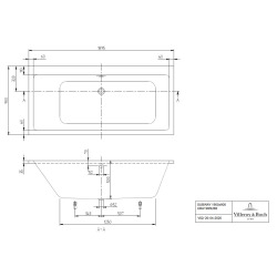  Subway 190x90 cm Baignoire rectangulaire, sans pieds, blanc (UBA199SUB2V-01)
