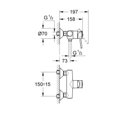  Bauclassic Mitigeur Monocommande de Douche 1/2", Chrome (32867000)