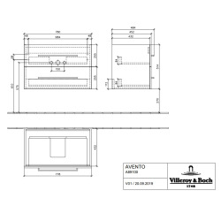 Meuble sous plan Avento, 2 tiroirs sur rails, 780 x 514 x 484 mm, Crystal White (A89100B4)