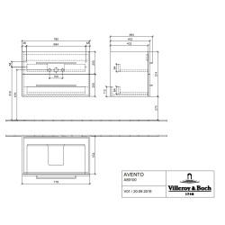 Meuble sous plan Avento, 2 tiroirs sur rails, 780 x 514 x 484 mm, Crystal Grey (A89100B1)