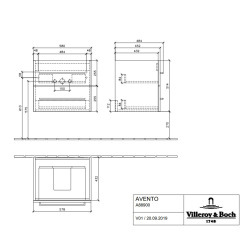 Meuble sous plan Avento, 2 tiroirs sur rails, 580 x 514 x 484 mm, Crystal Black (A88900B3)
