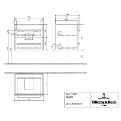 Meuble sous plan Avento, 2 tiroirs sur rails, 576 x 514 x 484 mm, Oak Kansas (A88900RH)