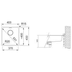 Maris MRG 110-37 Evier sous plan 40x43cm en Fragranit+, Pierre Grise (MRG110-37SK)  Maris MRG 110-37 Evier sous plan 40x43cm en Fragranit+, Pierre Grise (MRG110-37SK)