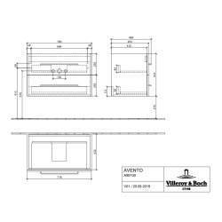 Meuble sous plan Avento, 2 tiroirs sur rails, 776 x 514 x 484 mm, Arizona Oak (A89100VH)