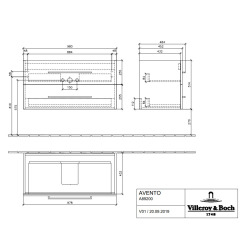 Meuble sous plan Avento , 2 tiroirs sur rails, 976 x 514 x 484 mm, Arizona Oak (A89200VH)