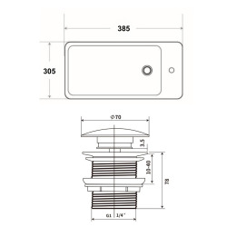  Brevis Lave-mains suspendu avec trou pour robinetterie au milieu, 38,5x30,5x10,5cm + Bonde, Noir mat (SATBRE3830SBKM-SET3)