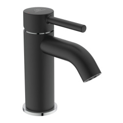  Brevis Lave-mains suspendu, 40,5x20,5x10,5cm + Mitigeur Monocommande Lavabo + Bonde, Noir mat (SATBRE4020SRBKM-SET4)