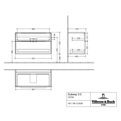 Meuble sous plan Subway 3.0, 2 tiroirs sur rails, 973 x 576 x 478 mm, Nordic Oak (C57000VJ)