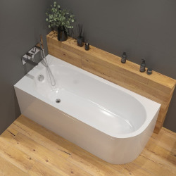 170x72,5 cm Rajka baignoire asymétrique avec pieds, Acrylique, Gauche, Blanc (SIKOVRAJ170L-SET)