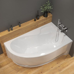  170x100 cm Fortuna Plus baignoire asymétrique, avec pieds, acrylique, droite, blanc (FO1700PPLUS-SET)