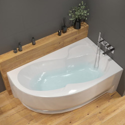 150x100 cm Fortuna Plus baignoire asymétrique, avec pieds, acrylique, droite, Blanc (FO1500PPLUS-SET)