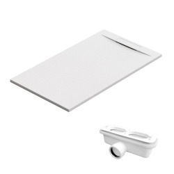 Fusion Receveur de douche 120x80cm en marbre coulé, Blanc (SATFU12080BL-S)