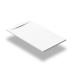  Fusion Receveur de douche 140x80cm en marbre coulé, Blanc (SATFU14080BL)