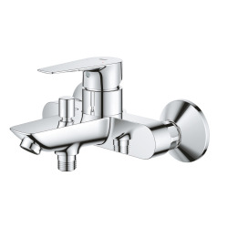 Tempesta 100 Set Mitigeur monocommande bain/douche + Support de douche mural 2 jets, chrome (23914001-Tempesta3)