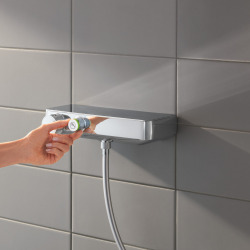 Vitalio Start 100 Ensemble de douche 1 jet avec barre + mitigeur bain/douche avec inverseur, chrome (32278001-Vitalio)