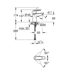  Bauedge Mitigeur monocommande Lavabo Taille S (23330001)