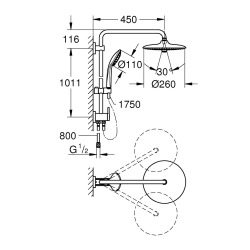 Vitalio Joy System 260 Colonne de douche avec inverseur, chrome (27357002)  Vitalio Joy System 260 Colonne de douche avec inverseur, chrome (27357002)