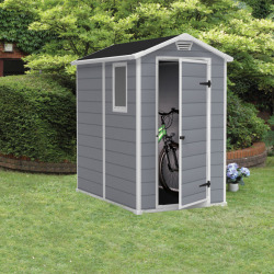 Keter Manor 4x6 abri de jardin en résine gris/blanc 198 x 130 x 192 cm avec plancher (230447)