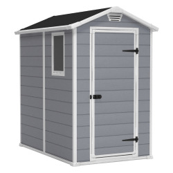 Abri de jardin Keter Manor 4 x 6 198 x 130 x 192 cm gris/blanc avec plancher inclus, compact et sans entretien (230447)