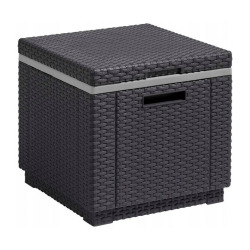 Keter Ice Cube table glacière 40 L en résine imitation rotin graphite 42 x 42 x 41 cm (213828)