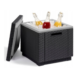  Table glacière Allibert Ice Cube en résine graphite, table de jardin avec glacière intégrée (213828)