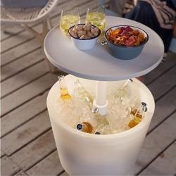 Cool bar lumineux Glacière lumineuse LED, avec table rétractable, 57x 50 x 50 cm, blanc (231366)Cool bar lumineux