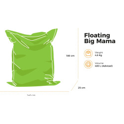 Big Mama Floating, pouf géant intérieur & extérieur flottant, matière résistante 180 x 140x 25 cm, Gris/blanc (BM180140-9)