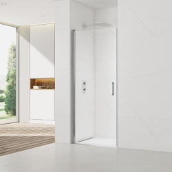 Set Porte de douche 90x196 cm transparente + Profilé pour paroi de douche + Poignée pour porte de douche (SATFUD90NIKA)