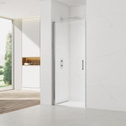 Set Porte de douche 80x196 cm transparente + Profilé pour paroi de douche+ Poignée pour porte de douche (SATFUD80NIKA)