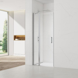 Set Porte de douche 80x196 cm transparente + Profilé pour paroi de douche + Poignée  (SATFUDP80NIKA)