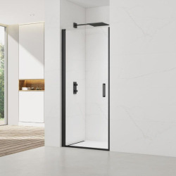 Set Porte de douche 90x196 cm transparente + Profilé pour paroi de douche+ Poignée pour porte de douche (SATFUD90NIKA)