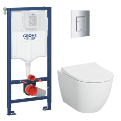 Pack WC Bâti-support Rapid SL + WC sans bride Vitra S60 + Abattant SoftClose + Plaque chrome (RapidSL-S60-1)