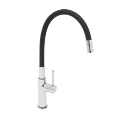 Mitigeur pour évier de cuisine avec bec flexible en silicone, blanc (SATBSD290B)