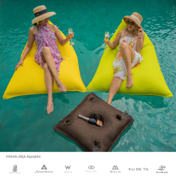 Soo Santaï Coussin piscine flottant bar 75 × 75 × 25 cm avec porte-verres intérieur / extérieur sans polystyrène – Bleu (PPF7575-4)