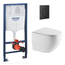 Pack WC Rapid SL + WC SAT sans bride Vortex + Abattant softclose + Plaque Noir mat