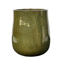 Diane pot d'extérieur fait main en terre cuite émaillée, 50x43 cm, résistant au gel, vert printemps (Diane4350-3)