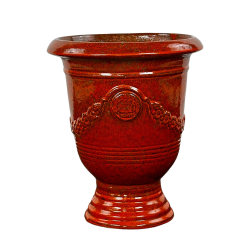 Aramis pot d'extérieur fait main en terre cuite émaillée, 38x32 cm, résistant au gel, Rouge Tropical (ARAMIS3238-6)