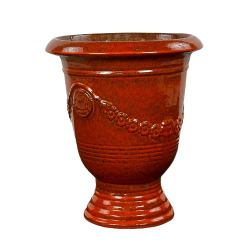 Aramis pot d'extérieur fait main en terre cuite émaillée, 38x32 cm, résistant au gel, Rouge Tropical (ARAMIS3238-6)