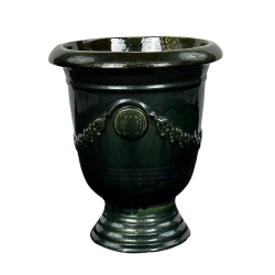 Aramis pot d'extérieur fait main en terre cuite émaillée, 38x32 cm, résistant au gel, Vert Sapin (ARAMIS3238-99)