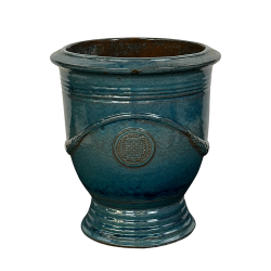 Aramis pot d'extérieur fait main en terre cuite émaillée, 32x38 cm, résistant au gel, Vert Anglais (ARAMIS3238-97)