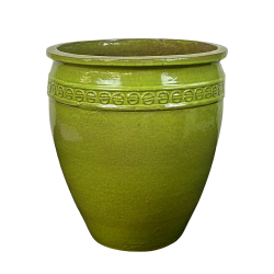 Ulysse pot d'extérieur fait main en terre cuite émaillée, 50x45 cm, résistant au gel, vert olive (ULYSSE4550-18)
