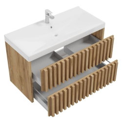 Swiss Aqua Technologies Meuble de salle de bain avec lavabo SAT Delano 100x56x46 cm chêne mat (DELANO100ZDUM)
