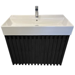 Swiss Aqua Technologies Meuble de salle de bain avec lavabo SAT Delano 80x56x46 cm noir mat (DELANO80ZCSAT)