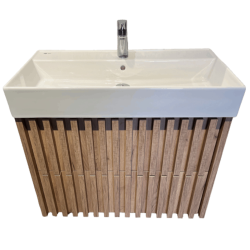 Swiss Aqua Technologies Meuble de salle de bain avec lavabo SAT Delano 80x56x46 cm chêne mat (DELANO80ZDSAT)
