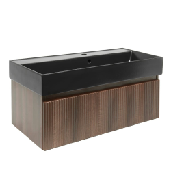 Swiss Aqua Technologies Meuble de salle de bain avec lavabo SAT Evolution 98x30x44,8 cm noyer mat (SATEVO100NAU2B)