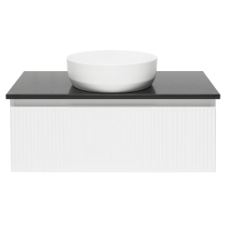 Swiss Aqua Technologies Meuble de salle de bain avec comptoir en pierre artificielle SAT Evolution 98x30x44,8 cm blanc mat (SATEVO100WMTK)
