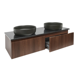  Meuble de salle de bain avec comptoir en granit SAT Evolution 118x30x44,8 cm noyer mat (SATEVO120NAZ)