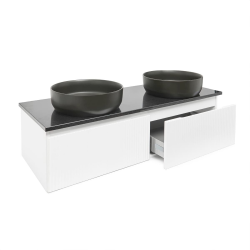  Meuble de salle de bain avec comptoir en granit SAT Evolution 118x30x44,8 cm blanc mat (SATEVO120WMZ)